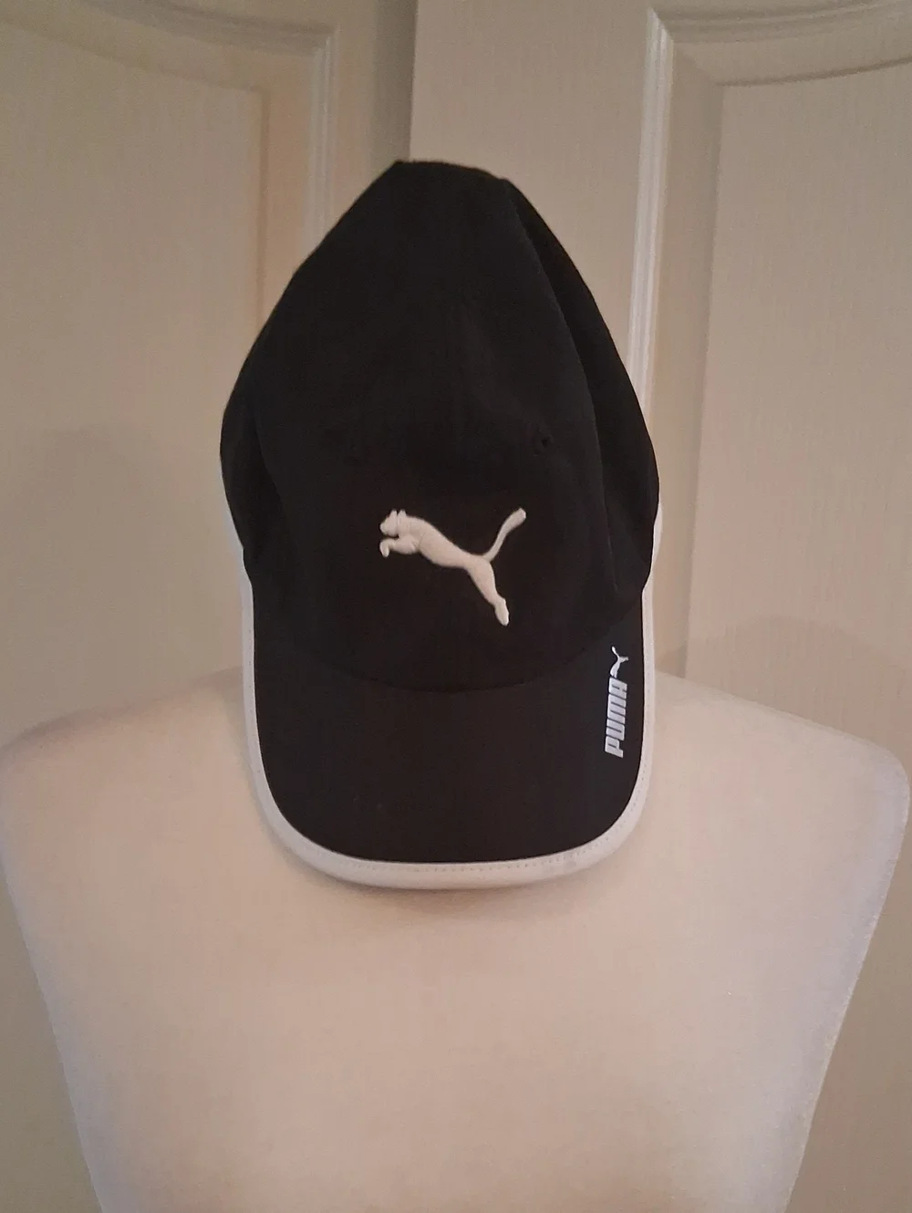 Puma Black Cap with White Logo and Trim